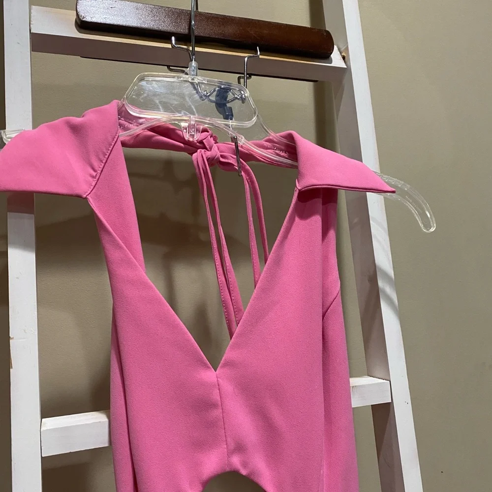 DO + BE Pink Halter Cutout Belted Romper Size S • 0154 - Picture 2 of 6